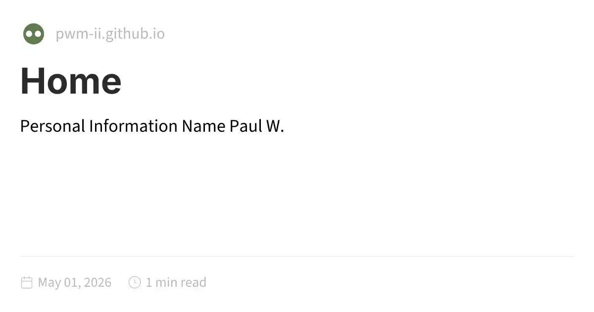 Home [pwm-ii.github.io]